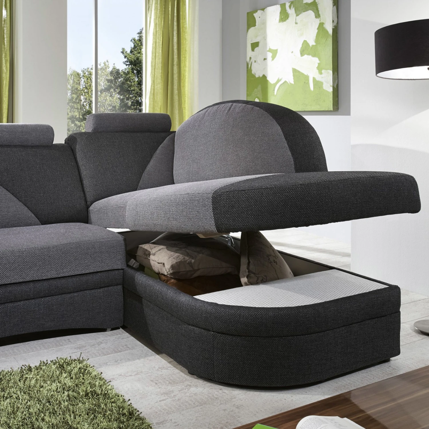 Ecksofa - alu-anthrazit - Liegefunktion - Ottomane rechts 4 Ecksofa - alu-anthrazit - Liegefunktion - Ottomane rechts – Bild 4