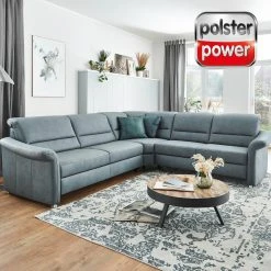 polsterpower Ecksofa - denim - mit Kopfpolsterverstellung - links