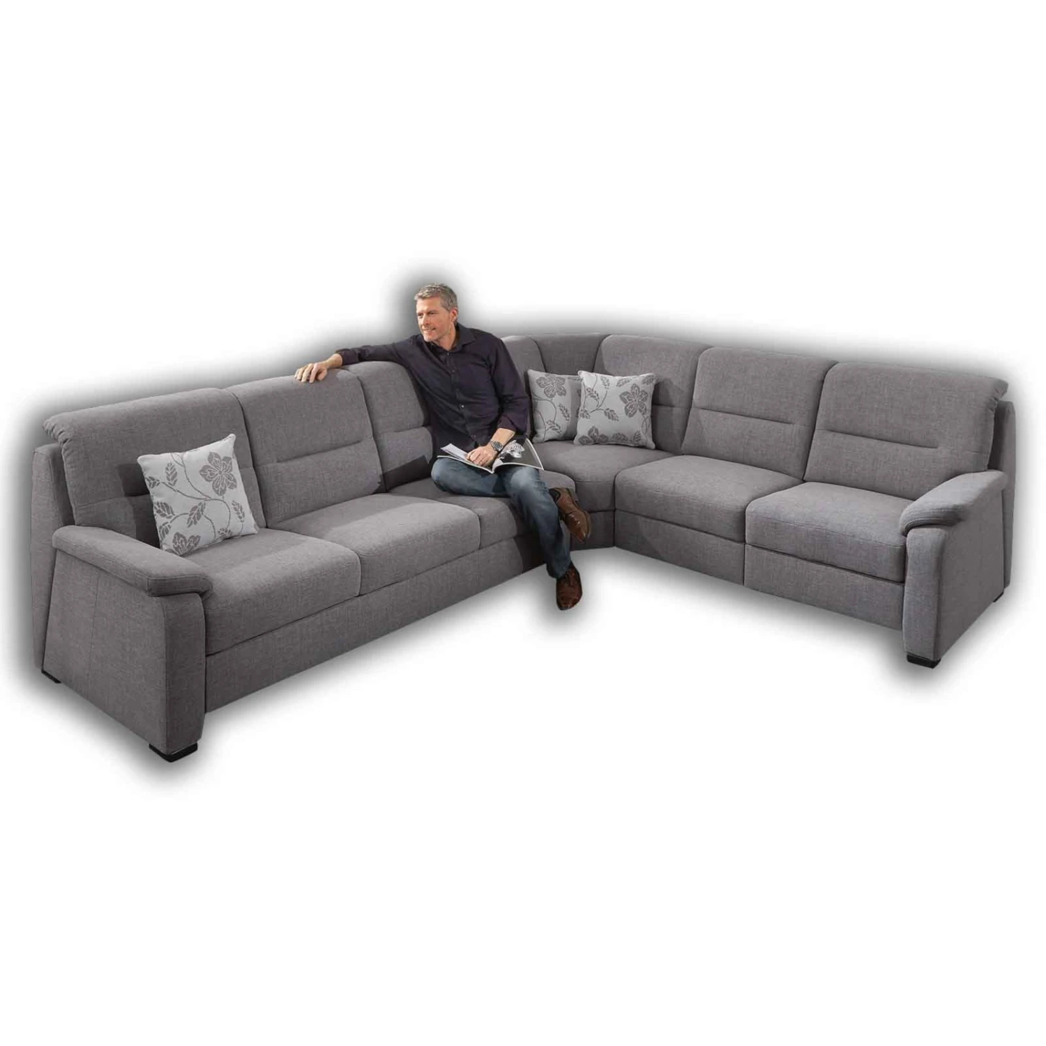 polsterpower Ecksofa - grau - Basismodell - 2-Sitzer rechts 2 polsterpower Ecksofa - grau - Basismodell - 2-Sitzer rechts – Bild 2
