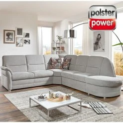 polsterpower Ecksofa - silber - Microchenille - Recamiere rechts
