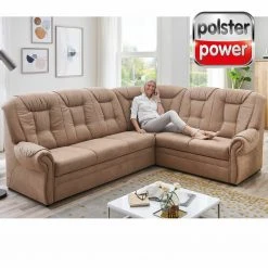 polsterpower Ecksofa - braun - Liegefunktion