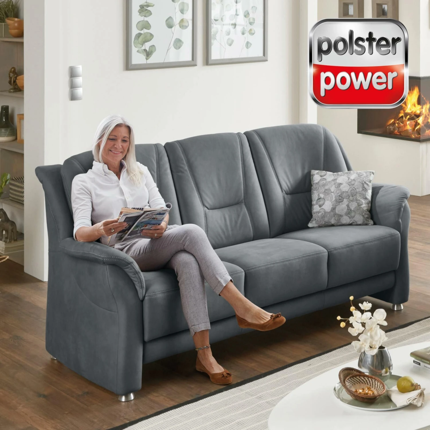 polsterpower 3-Sitzer - denim - Microfaser 1 polsterpower 3-Sitzer - denim - Microfaser