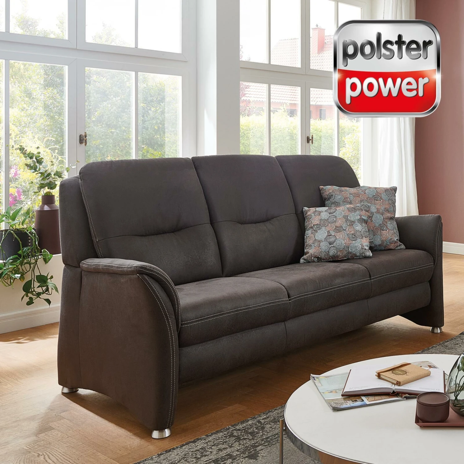 polsterpower 3-Sitzer-Sofa - anthrazit - Basismodell 1 polsterpower 3-Sitzer-Sofa - anthrazit - Basismodell