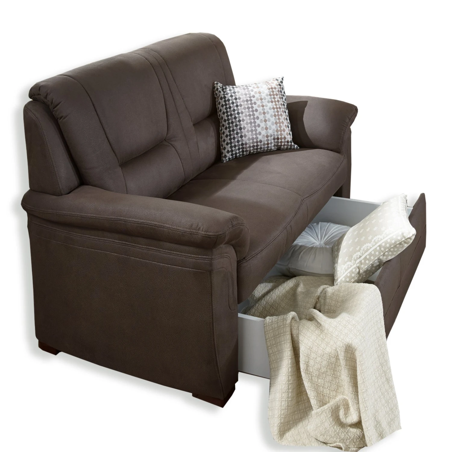 2-Sitzer Sofa - braun - mit Staukasten - Bonellfederkern 2 2-Sitzer Sofa - braun - mit Staukasten - Bonellfederkern – Bild 2