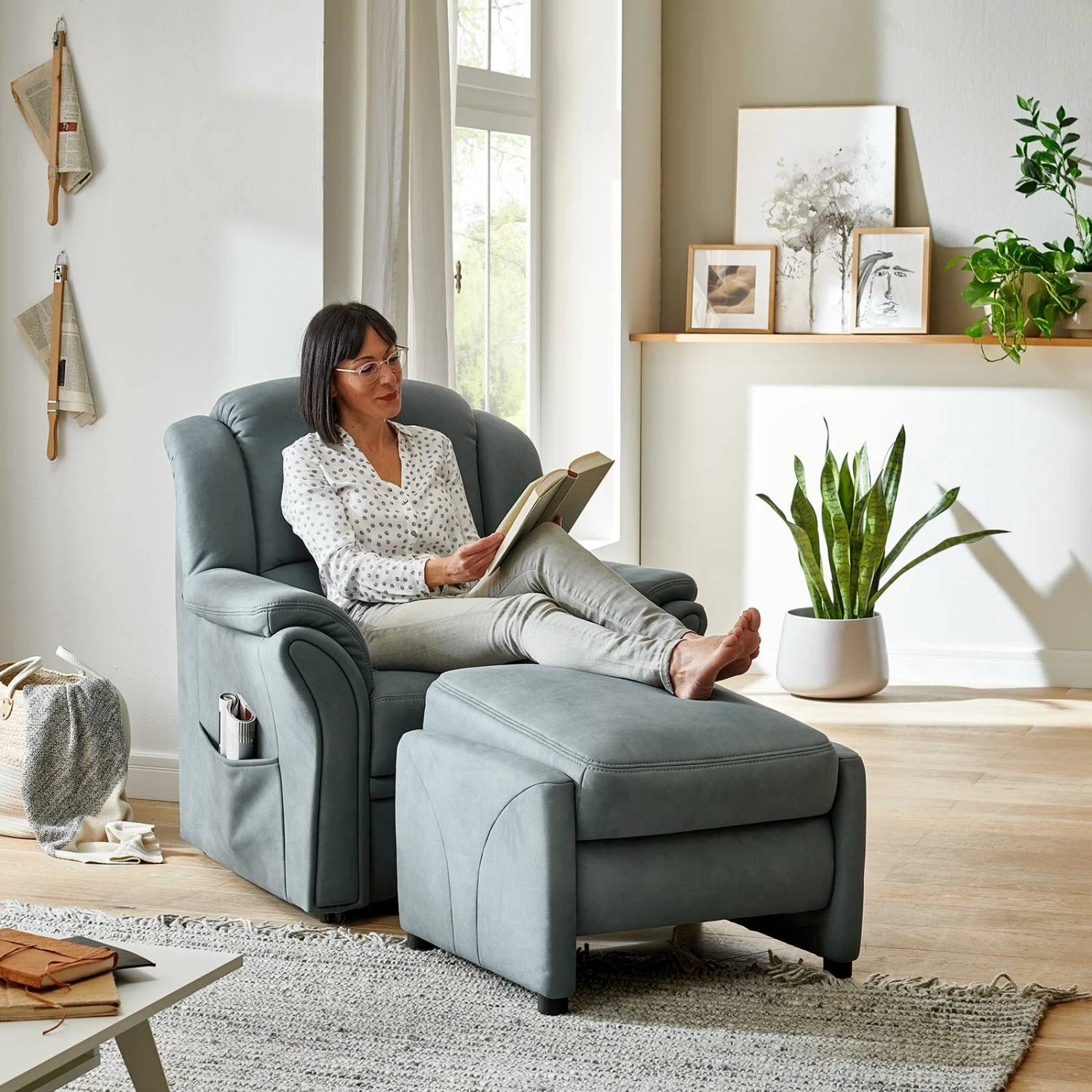 Relaxhocker - grau-blau - Microfaser - verstellbar 2 Relaxhocker - grau-blau - Microfaser - verstellbar – Bild 2