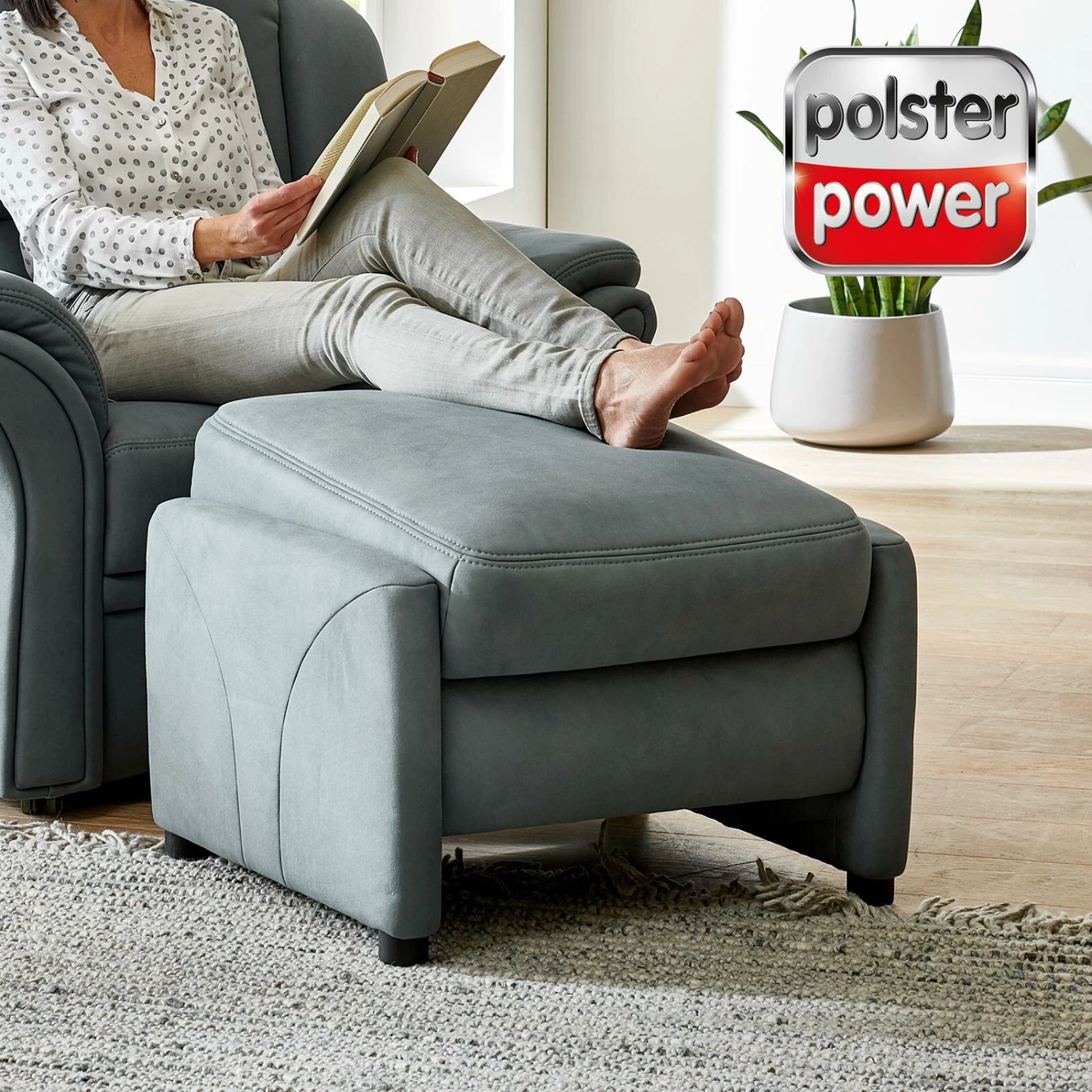 Relaxhocker - grau-blau - Microfaser - verstellbar 1 Relaxhocker - grau-blau - Microfaser - verstellbar