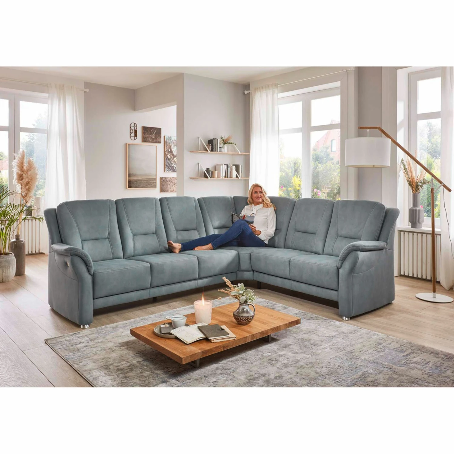 polsterpower Ecksofa - Feeling steel - Microfaser 2 polsterpower Ecksofa - Feeling steel - Microfaser – Bild 2