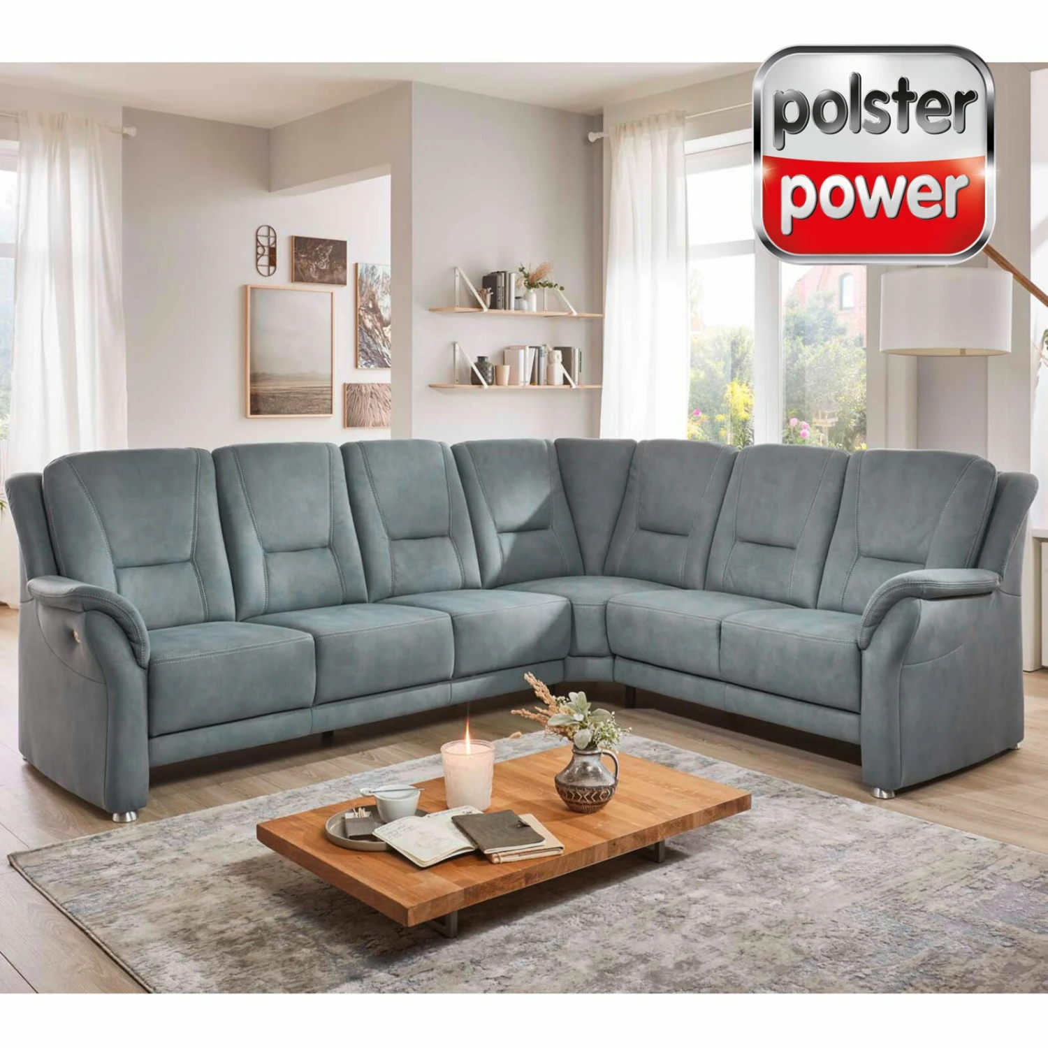 polsterpower Ecksofa - Feeling steel - Microfaser 1 polsterpower Ecksofa - Feeling steel - Microfaser