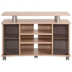 TV-Rack - Sonoma Eiche - Alu - Glastüren