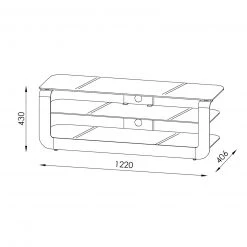 TV-Lowboard - Schwarzglas - 3 Ablagen -Wohnzimmer Verkäufe 0432002200 04 1600Wx1600H