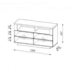 Lowboard - Riviera Eiche-weiß - 2 Gerätefächer -Wohnzimmer Verkäufe 0432002300 03 1600Wx1600H