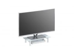 TV-Board - weiß - Metall - mit Glasplatte - 60 cm breit