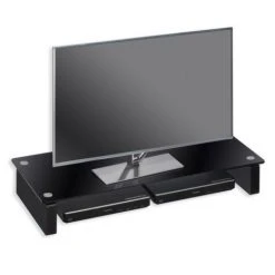 TV-Board - schwarz - Glas - 82x12 cm