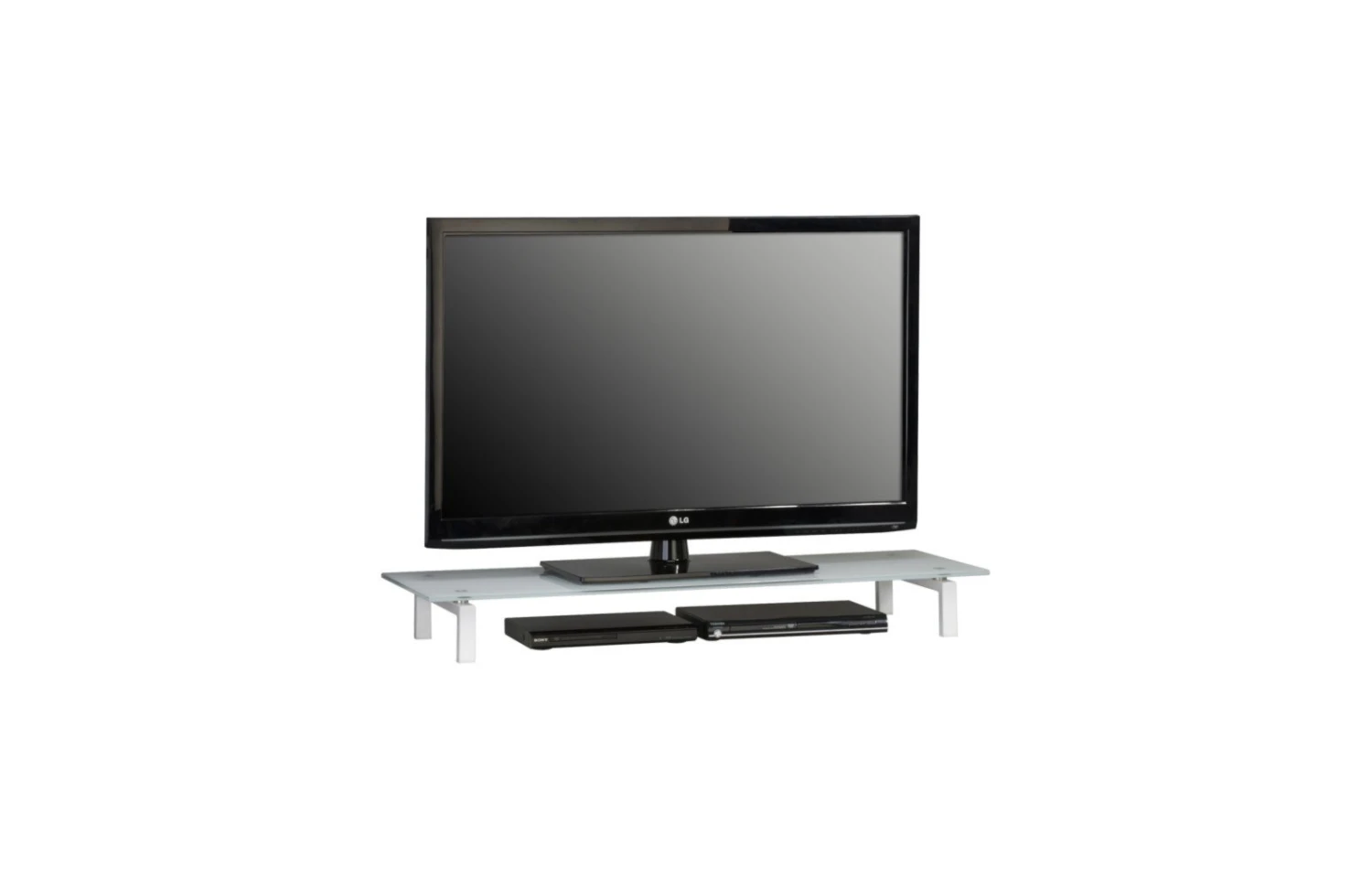 TV-Board - weiß - Metall - mit Glasplatte - 110 cm breit 1 TV-Board - weiß - Metall - mit Glasplatte - 110 cm breit