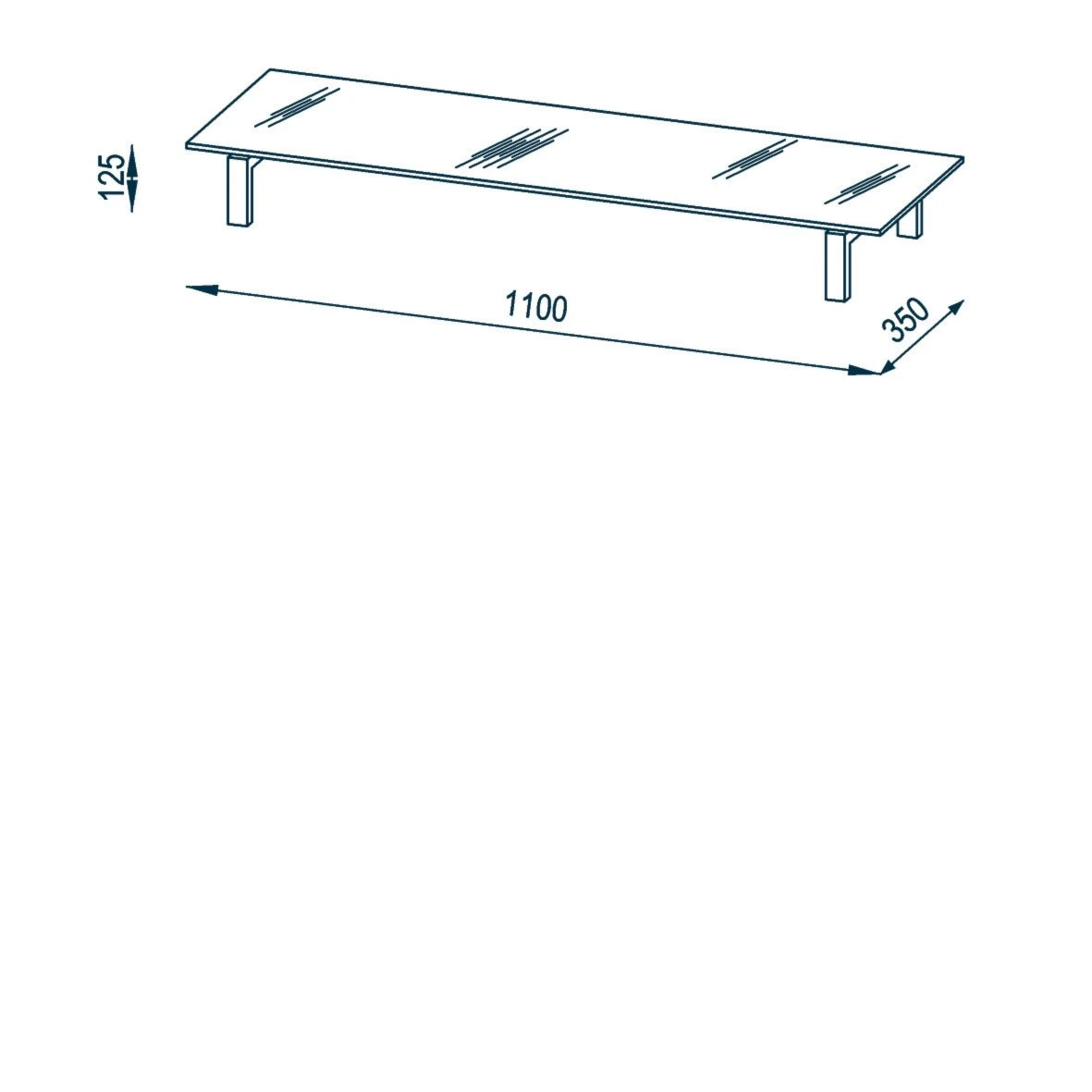 TV-Board - schwarz - Metall - mit Glasplatte - 110 cm breit 2 TV-Board - schwarz - Metall - mit Glasplatte - 110 cm breit – Bild 2