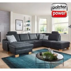polsterpower Wohnlandschaft - denim - Basismodell - Canapé links