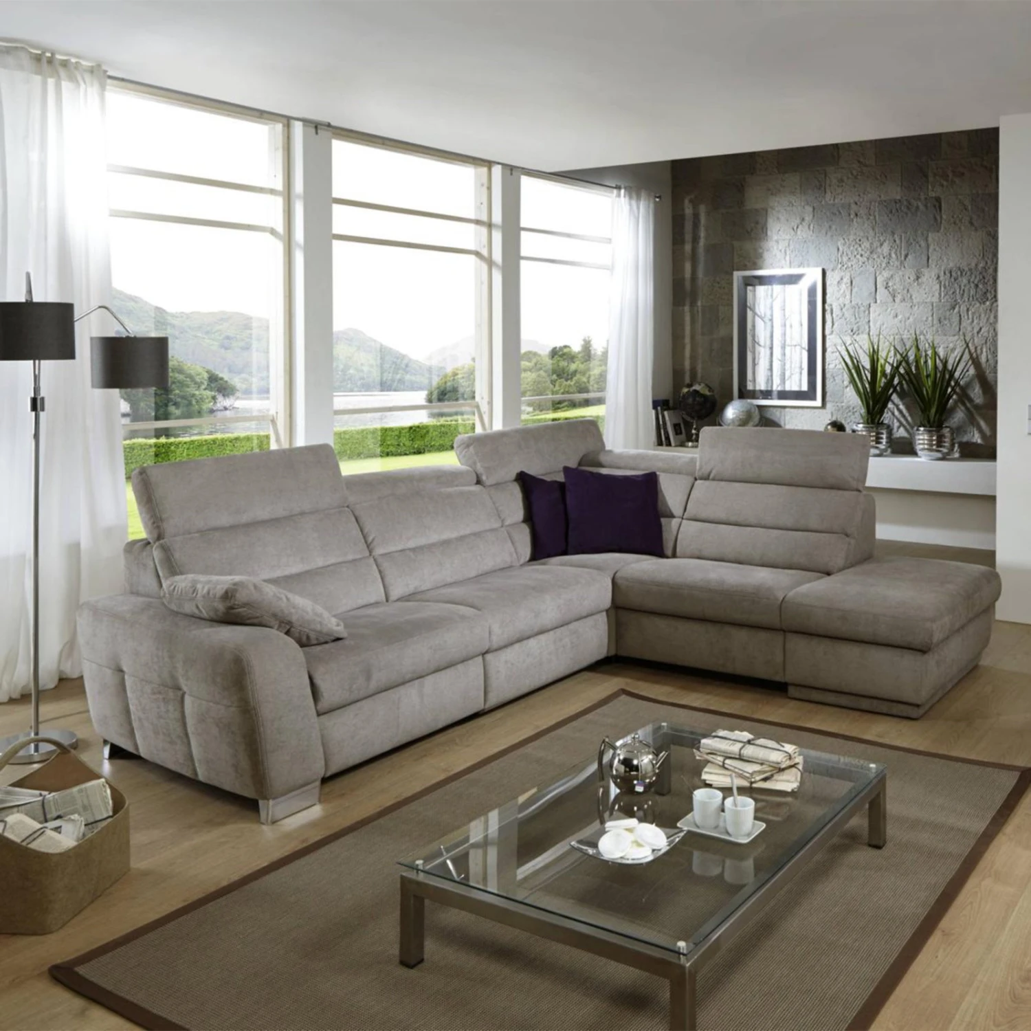 polsterpower Ecksofa - grau - mit Kopfpolsterverstellung - Recamiere rechts 3 polsterpower Ecksofa - grau - mit Kopfpolsterverstellung - Recamiere rechts – Bild 3