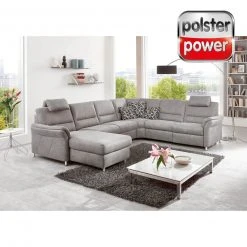 polsterpower Wohnlandschaft - alufarben - Basismodell - Canapé links