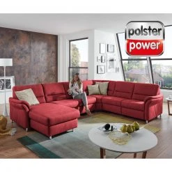 polsterpower Wohnlandschaft - rot - Basismodell - Canapé links