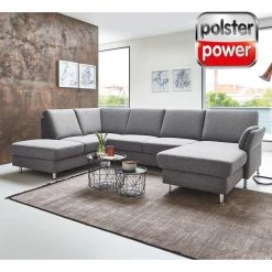 polsterpower Wohnlandschaft - grau - Flachgewebe - Canapé rechts