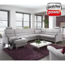 polsterpower Wohnlandschaft - alu - mit Funktion - Canapé links