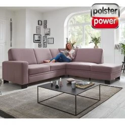 polsterpower Ecksofa - flieder - Basismodell - Anstellhocker rechts