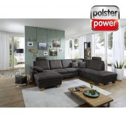 polsterpower Wohnlandschaft - grau - Basismodell - Canapé links