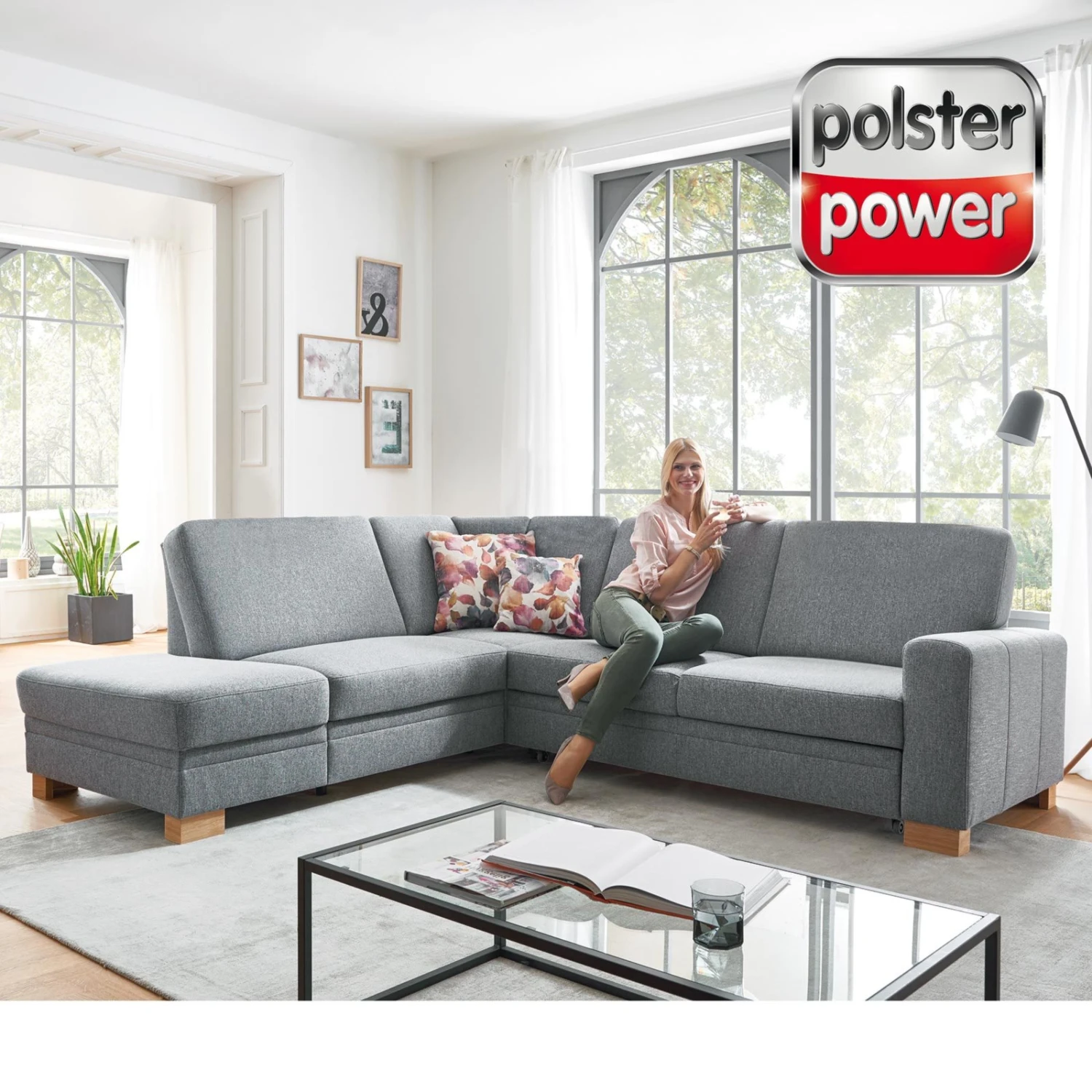 polsterpower Ecksofa - grau - Recamiere links - Basismodell 1 polsterpower Ecksofa - grau - Recamiere links - Basismodell