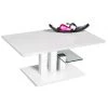 Couchtisch - weiß Hochglanz - Holz - Glasablage - 107 cm