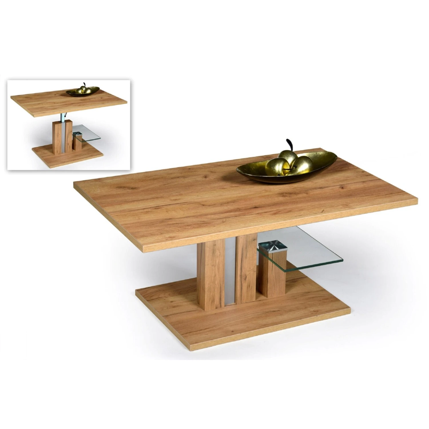 Couchtisch - Goldeiche - Holz - höhenverstellbar - 107 cm 3 Couchtisch - Goldeiche - Holz - höhenverstellbar - 107 cm – Bild 3