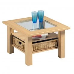 Couchtisch - Buche - Holz - mit Flechtkorb - 65 cm