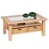Couchtisch - Buche - Holz - zwei Flechtkörbe - 100 cm
