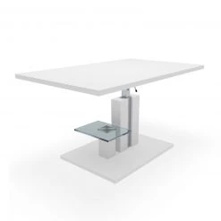 Couchtisch - weiß Hochglanz - Holz - Glasablage - 107 cm -Wohnzimmer Verkäufe 0673003200 07 1600Wx1600H