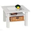 Couchtisch - weiß - Holz - mit Flechtkorb - 65 cm