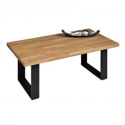 Couchtisch - natur-schwarz - Eiche Massivholz - 100 cm