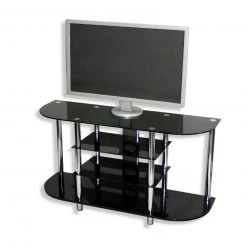 TV-Regal - schwarz - Sicherheits-Glas - 120 cm Breite