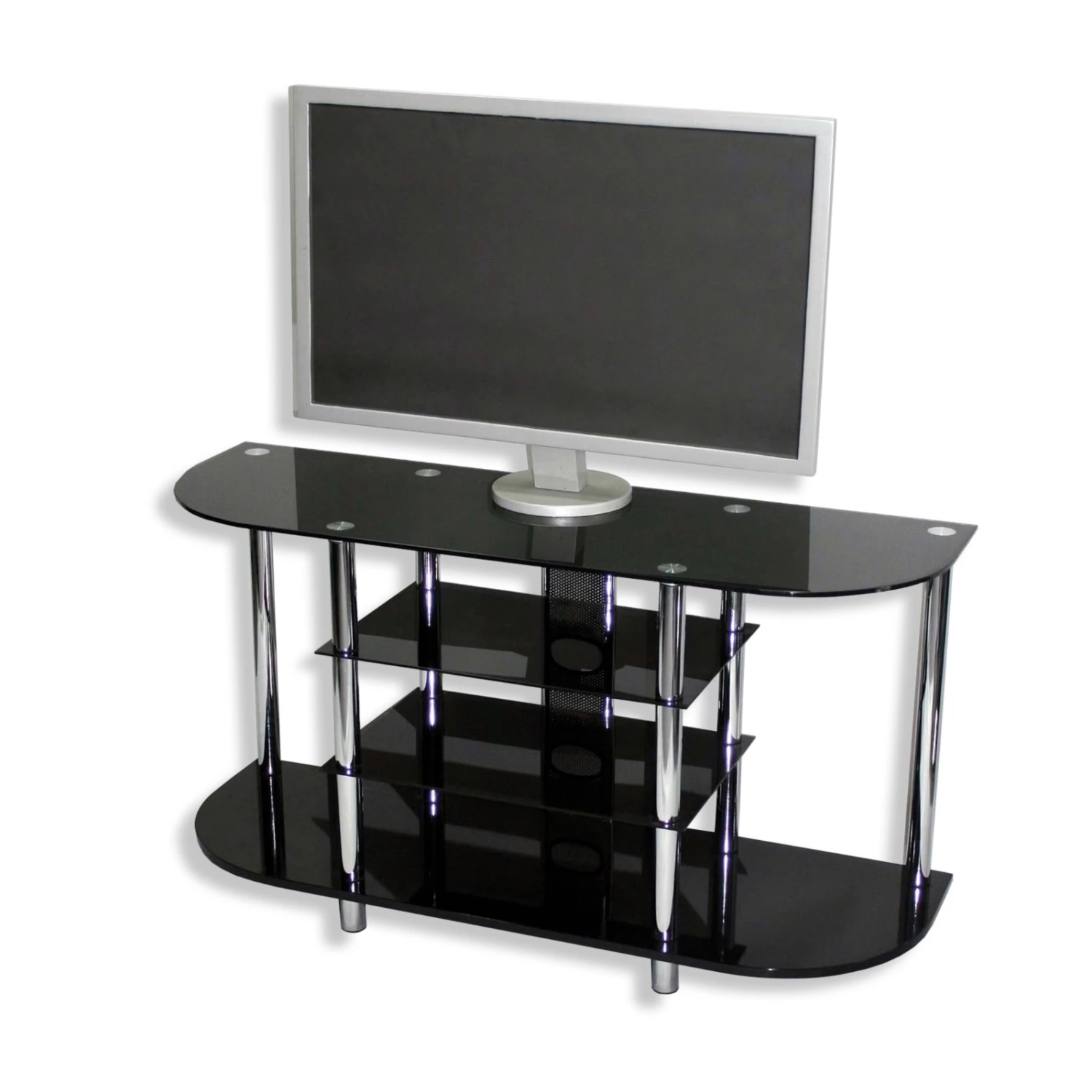 TV-Regal - schwarz - Sicherheits-Glas - 120 cm Breite 1 TV-Regal - schwarz - Sicherheits-Glas - 120 cm Breite