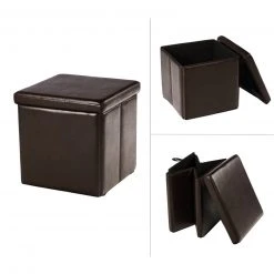 Sitzhocker - braun - Kunstleder - faltbar