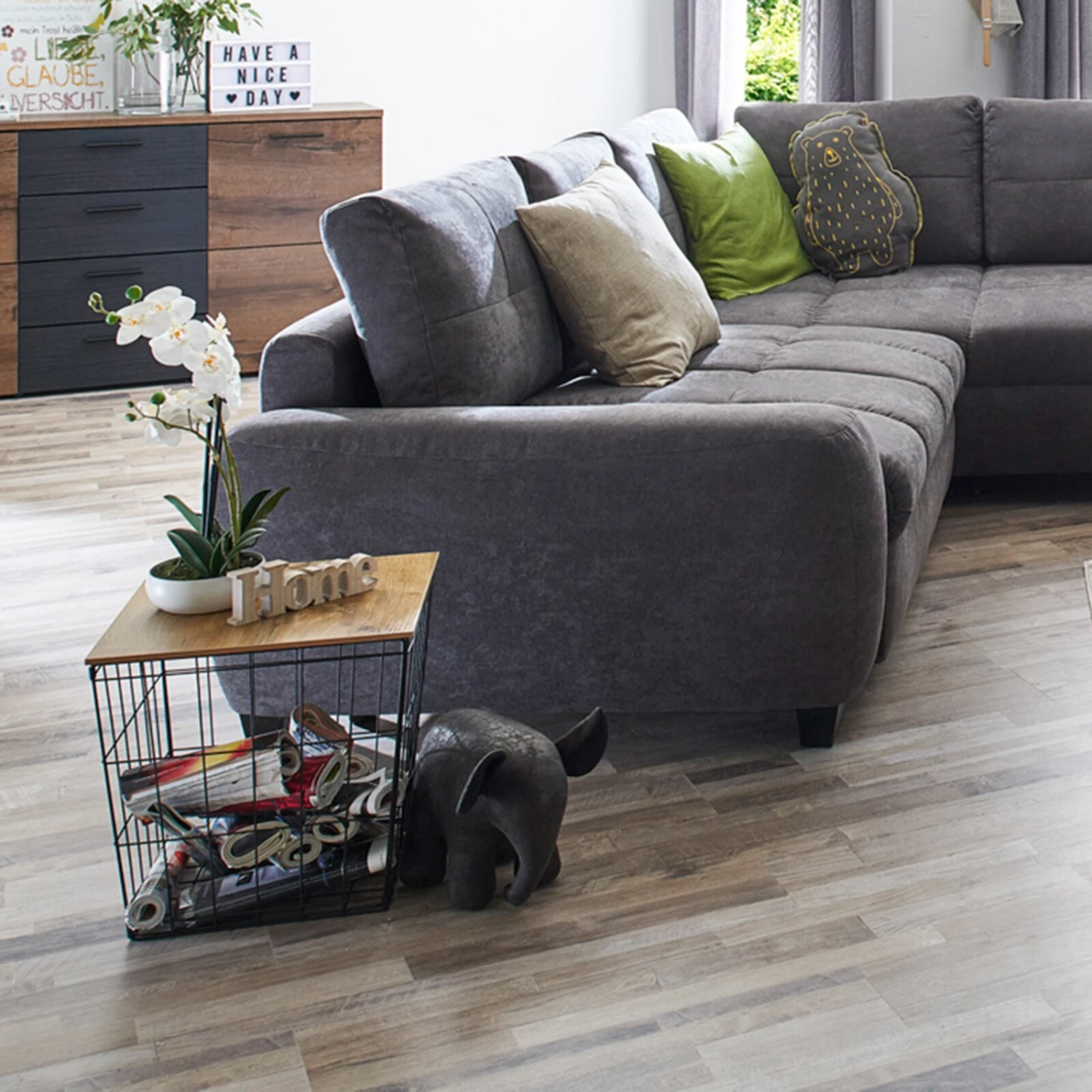 Beistelltisch - Eiche dunkel-schwarz - eckig 3 Beistelltisch - Eiche dunkel-schwarz - eckig – Bild 3