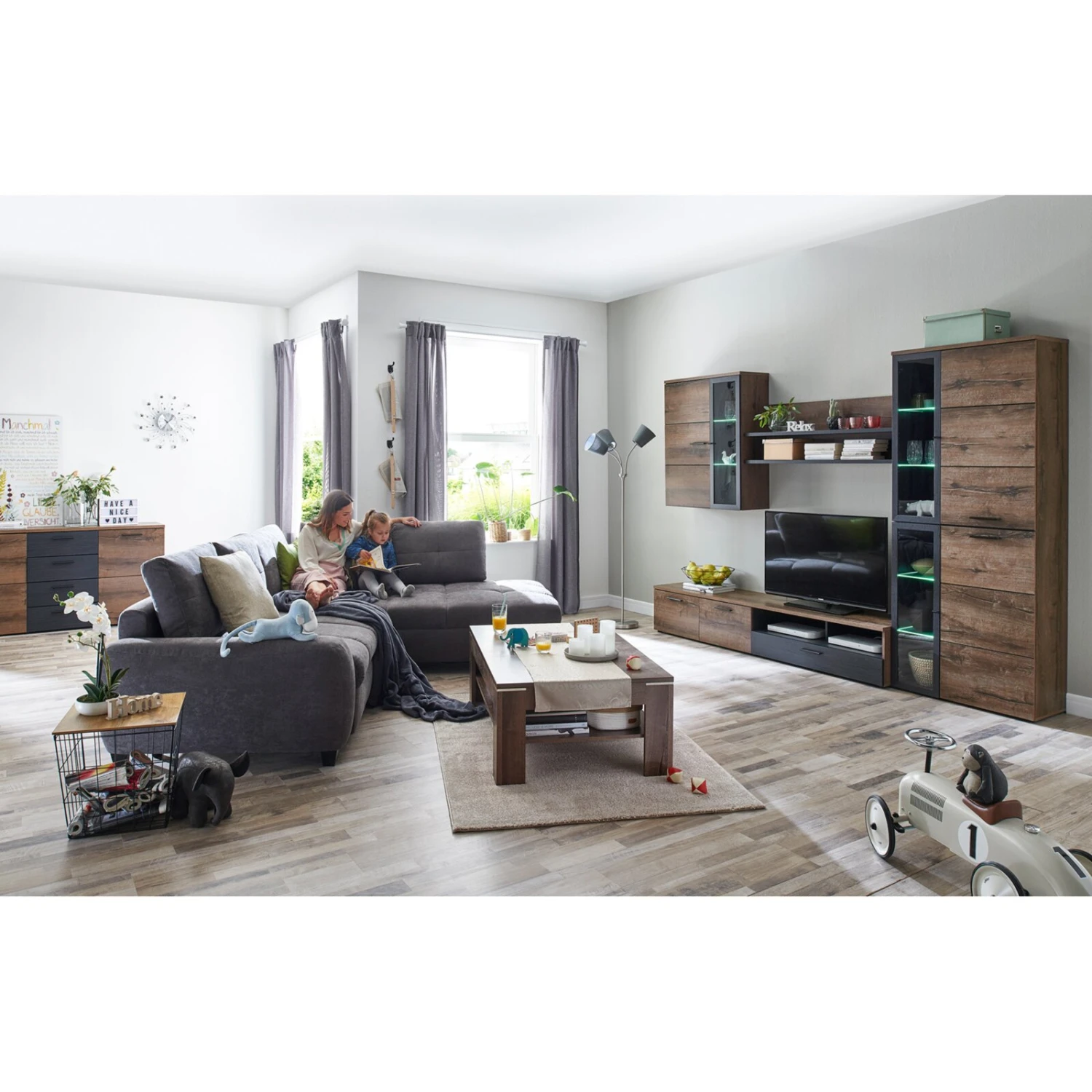 Beistelltisch - Eiche dunkel-schwarz - eckig 4 Beistelltisch - Eiche dunkel-schwarz - eckig – Bild 4