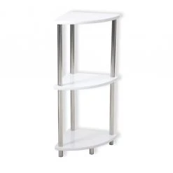 Eckregal - weiß Hochglanz - chrom - 30 cm breit