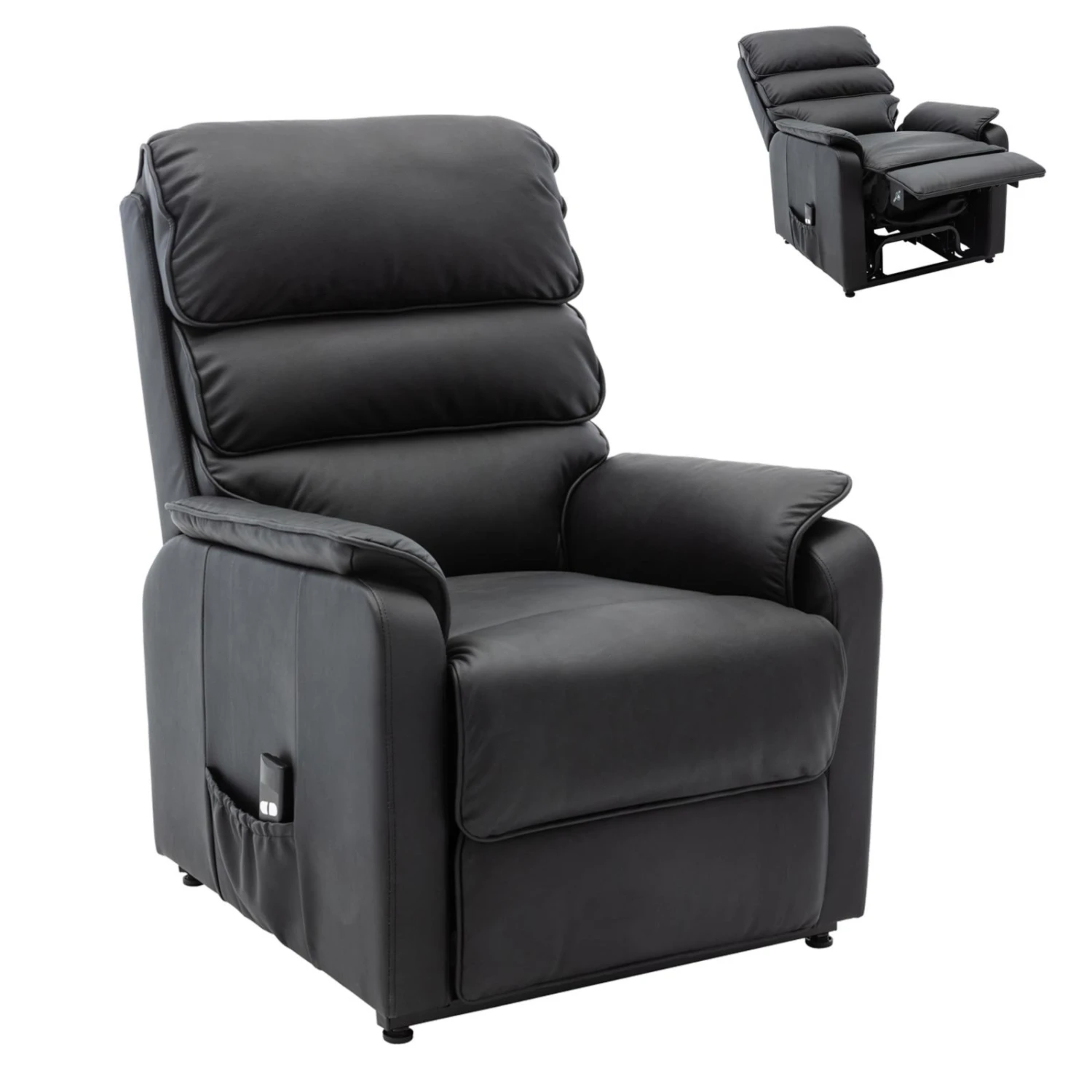 TV-Sessel - schwarz - Leder - mit elektrischer Relaxfunktion 1 TV-Sessel - schwarz - Leder - mit elektrischer Relaxfunktion