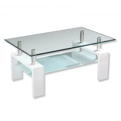 Couchtisch - Sicherheitsglas - weiß - 100 cm breit