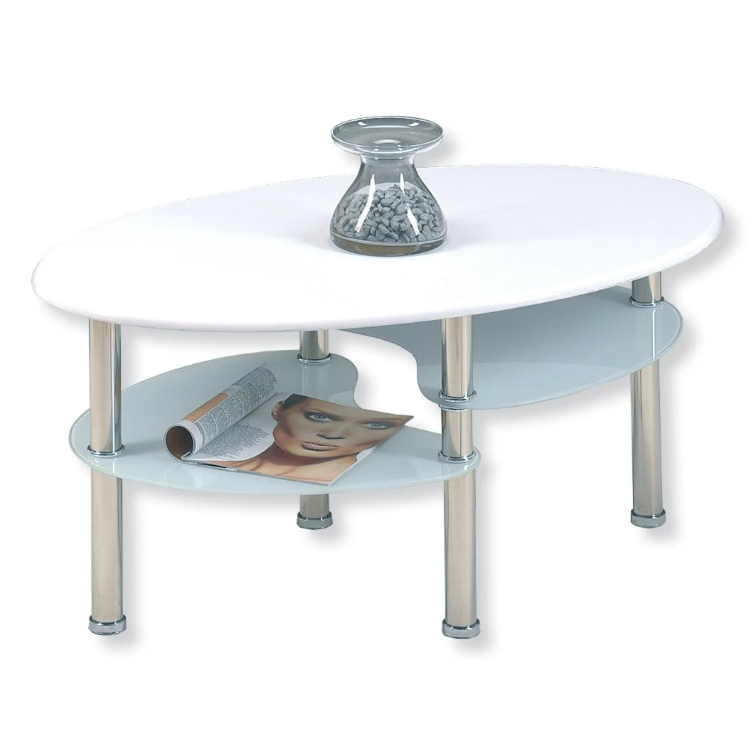 Couchtisch - Sicherheitsglas - weiß-silber 1 Couchtisch - Sicherheitsglas - weiß-silber