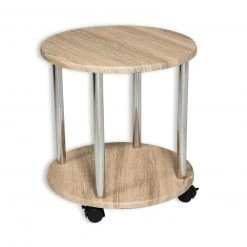 Beistelltisch - Sonoma Eiche - auf Rollen - rund