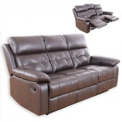 3-Sitzer Sofa - dunkelbraun - Kunstleder - Relaxfunktion