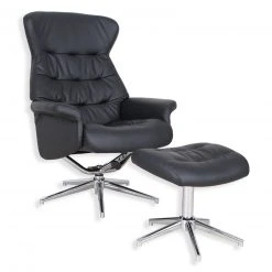 Relaxsessel mit Hocker - schwarz - Rückenlehne verstellbar