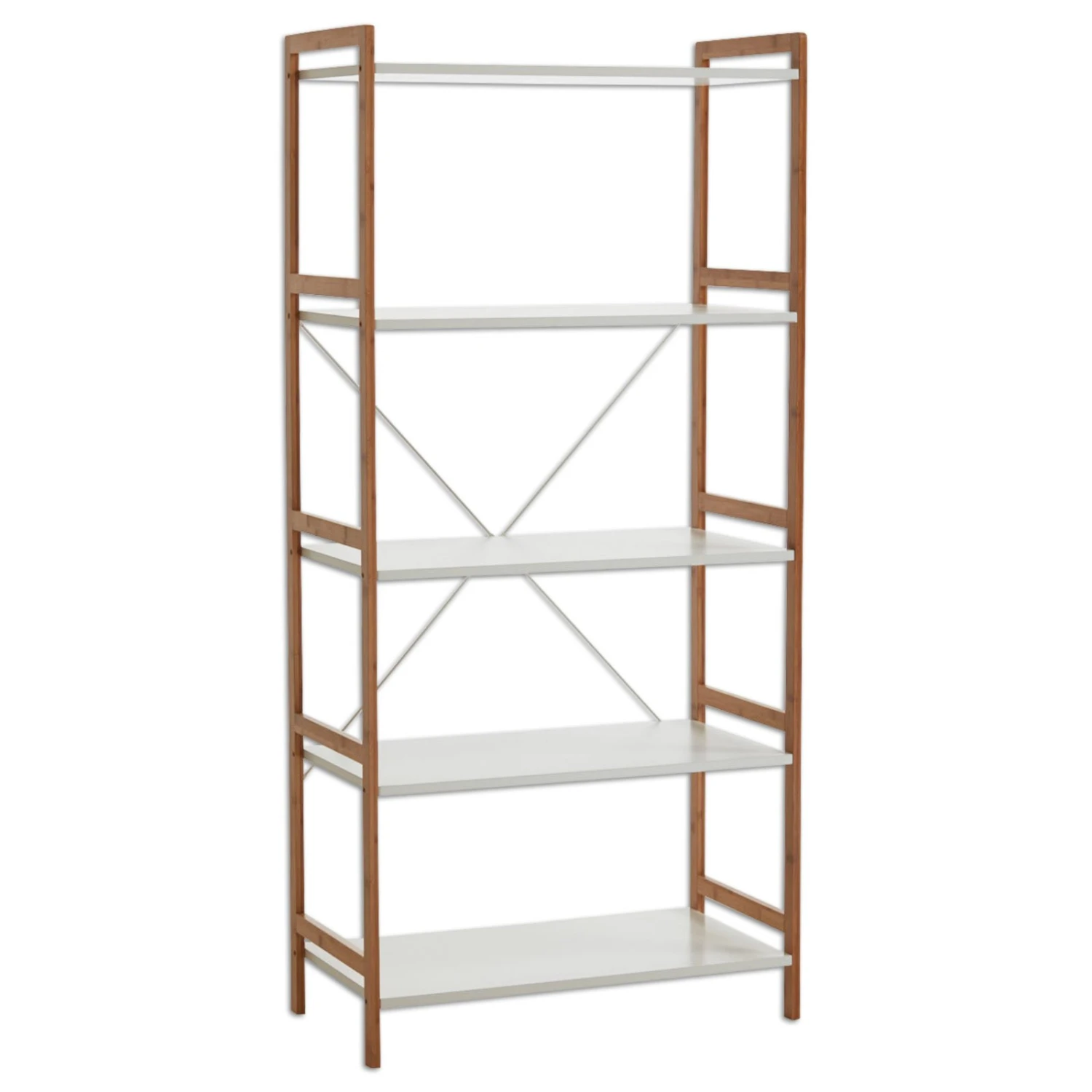 Regal - weiß-natur - Bambus - 150 cm hoch 1 Regal - weiß-natur - Bambus - 150 cm hoch