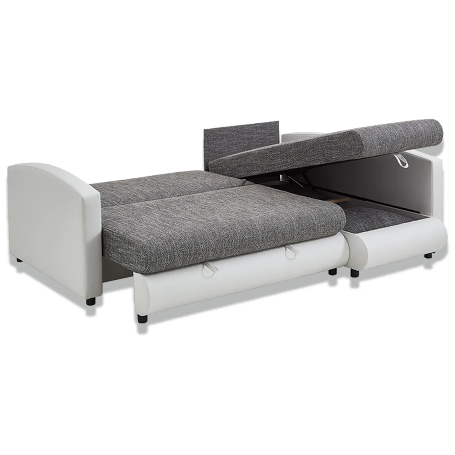 Ecksofa - weiß-grau - mit Liegefunktion 3 Ecksofa - weiß-grau - mit Liegefunktion – Bild 3