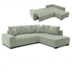 Ecksofa - grün - Webstoff - Liegefunktion